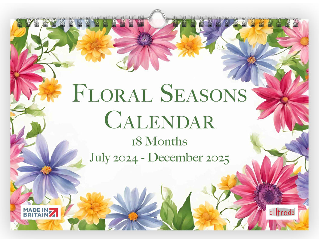 A4 Floral Seasons 18 Month Calendar