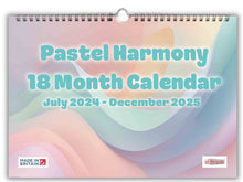 Load image into Gallery viewer, A4 Pastel Harmony 18 Month Calendar