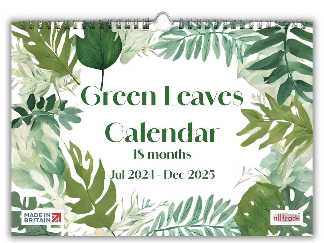 A4 Green Leaves 18 Month Calendar