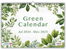 Load image into Gallery viewer, A4 Green 18 Month Calendar