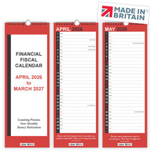 Load image into Gallery viewer, Fiscal Slim Calendar April 2026 - March 2027