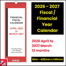Load image into Gallery viewer, Fiscal Slim Calendar April 2026 - March 2027