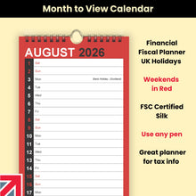 Load image into Gallery viewer, Fiscal Slim Calendar April 2026 - March 2027